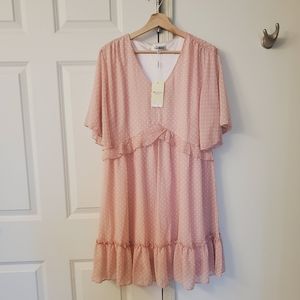 Pink polka dot lace dress size XL